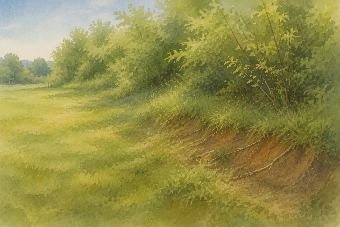 Lisière herbeuse, haie et talus