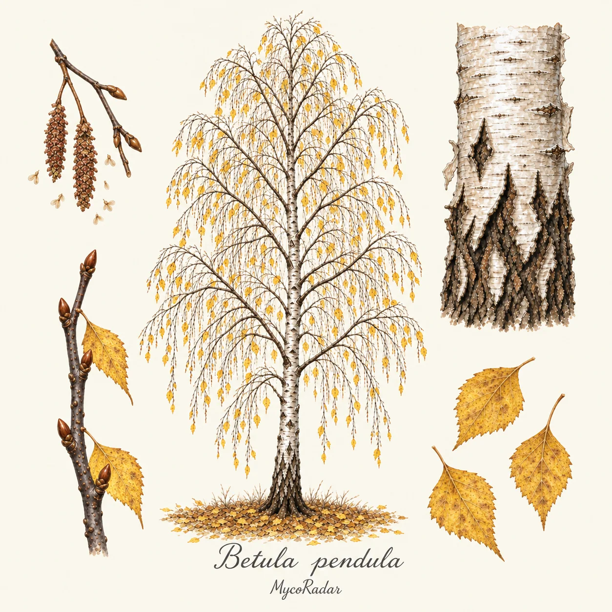 Betula pendula, پاییز
