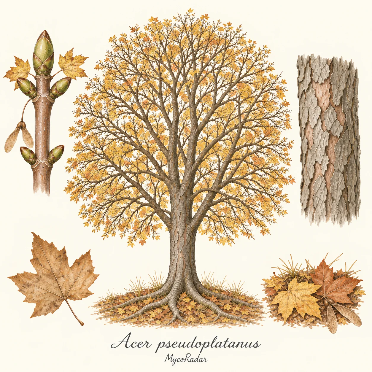Acer pseudoplatanus, پاییز