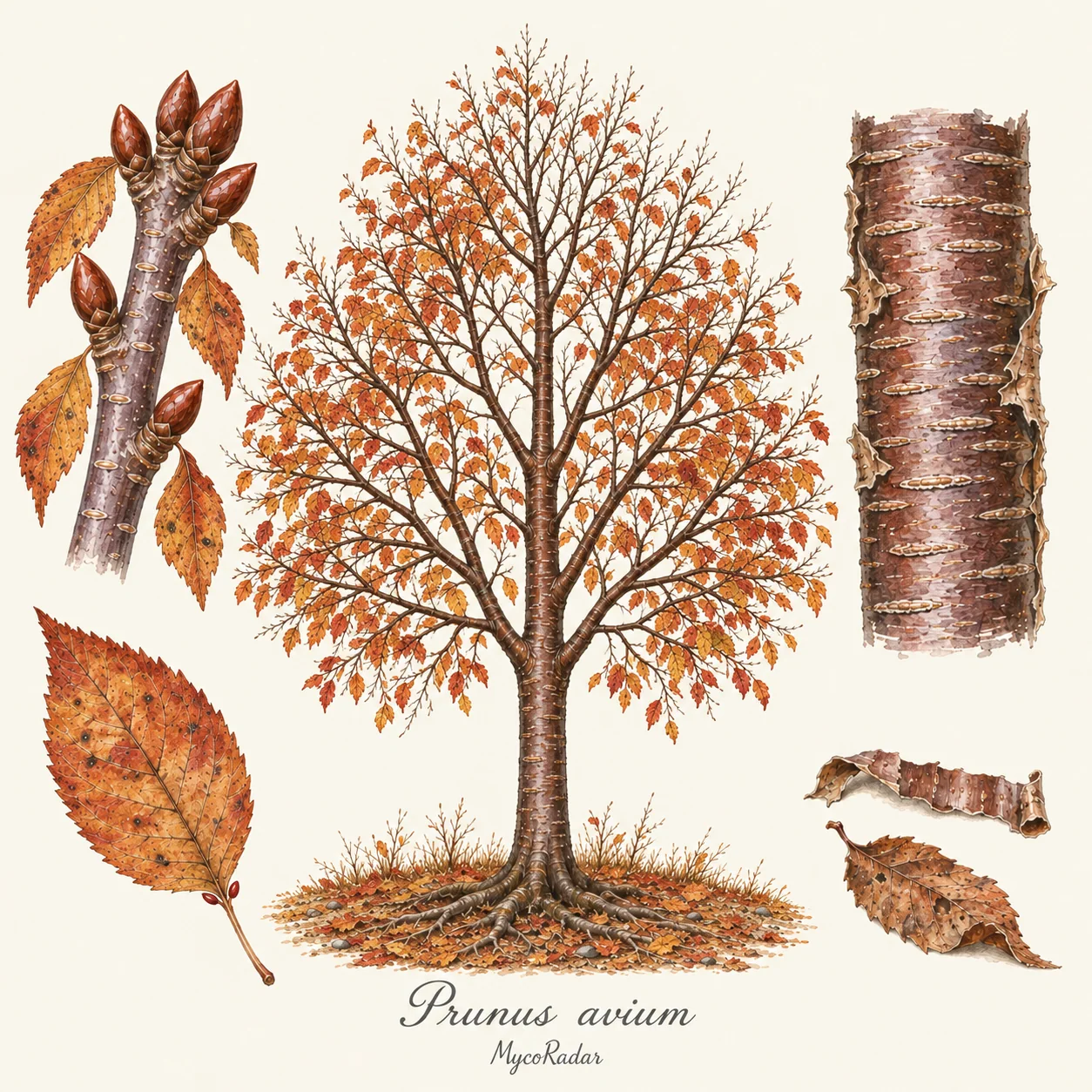 Prunus avium, پاییز